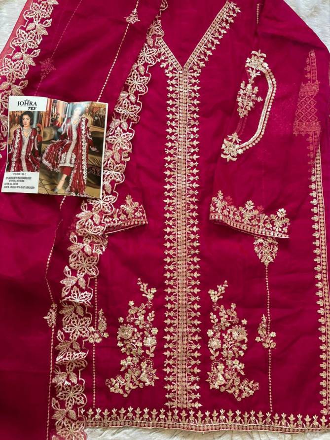JT 139 By Johra Organza Heavy Embroidery Pakistani Suits Wholesale Shop In Surat